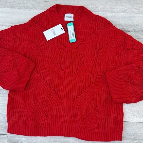 STITCHES&STRIPES
Coquetta Pointelle Sweater red size‎ M NWT - Picture 5 of 6